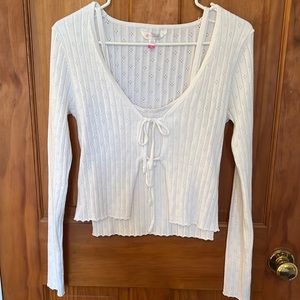 White cardigan with matching camisole